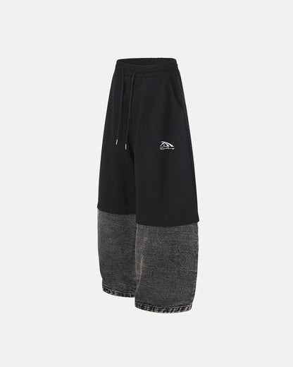 Denim Detachable Patchwork Barrel Joggers | LCDEGO Streetwear