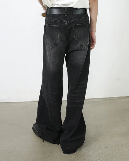 Black Monkey Washed Wide Leg Jeans | LCDEGO Streetwear
