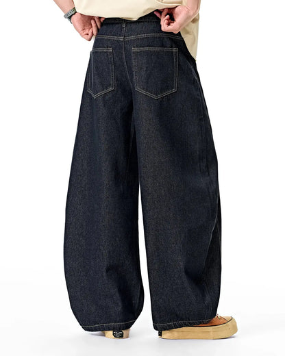LCDEGO Raw Color Barrel Baggy Jeans