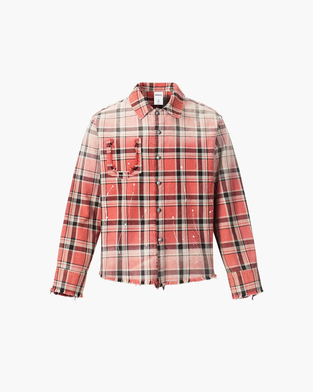 Distressed Gradient Plaid Shirt | LCDEGO Streetwear
