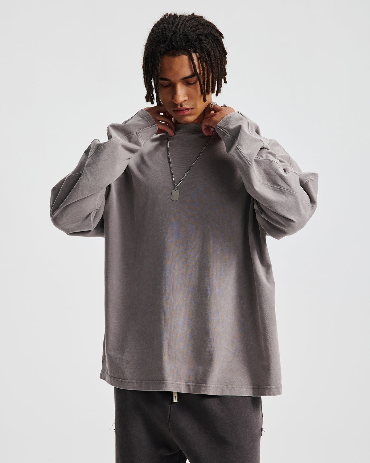 Distressed Aicd Wash Oversized  Long Sleeve Tees | LCDEGO Streetwear