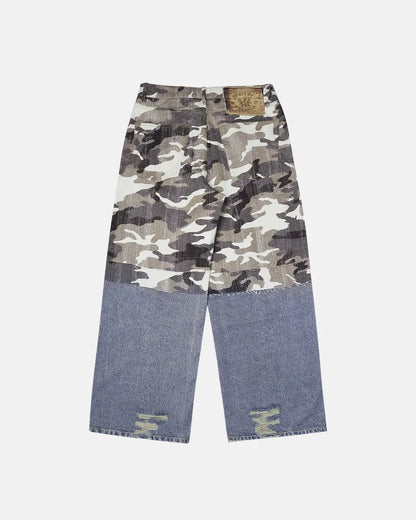 Patchwork Effect Print Baggy Jeans | LCDEGO Streetwear