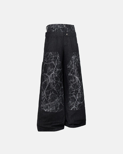 Layered Double Waist Patchwork Baggy Jeans | LCDEGO Streetwear