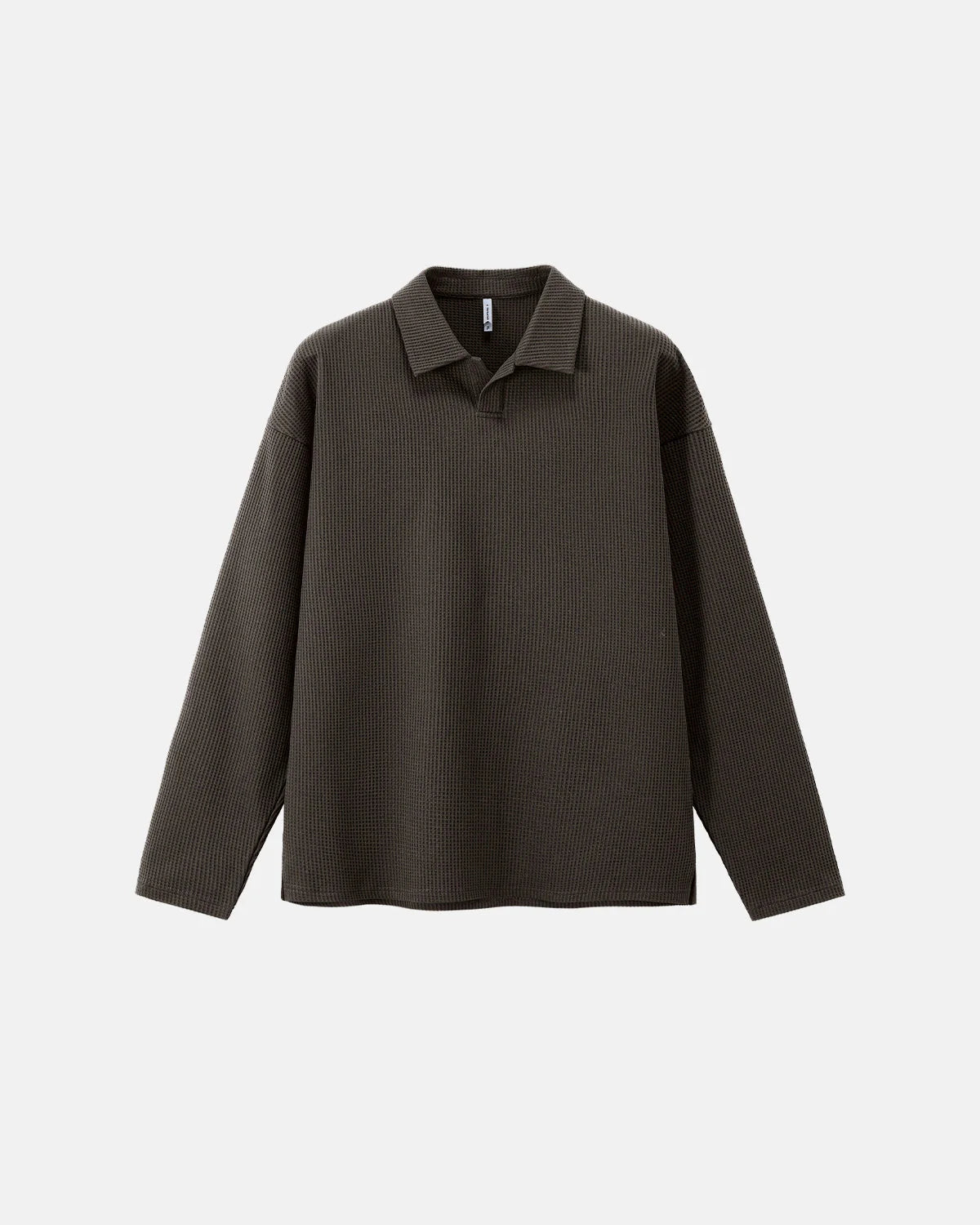 Waffle Long Sleeve Polo Shirts | LCDEGO Streetwear