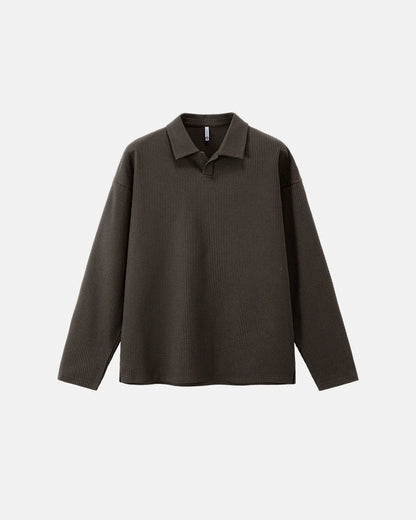 Waffle Long Sleeve Polo Shirts | LCDEGO Streetwear
