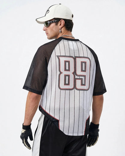 Pinstripe Colorblock Mesh Jersey | LCDEGO Streetwear