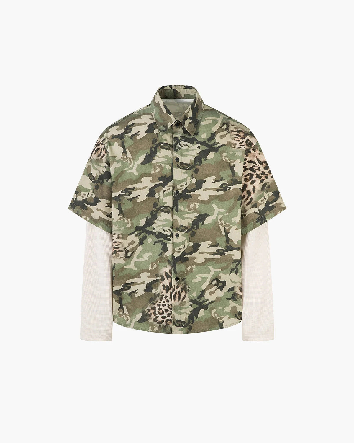 Camo Patchwork Double-Layer Shirt | LCDEGO Streetwear