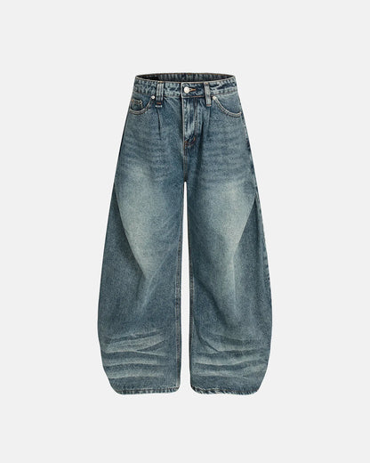 Whisker Acid Washed Barrel Jeans| LCDEGO Streetwear