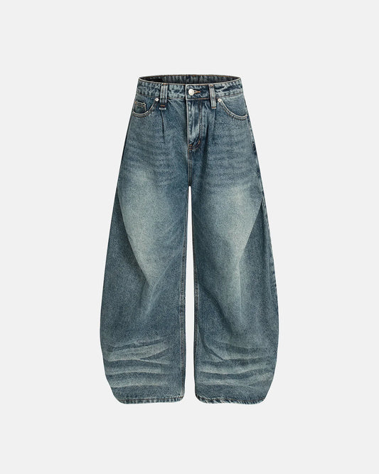 Whisker Acid Washed Barrel Jeans| LCDEGO Streetwear