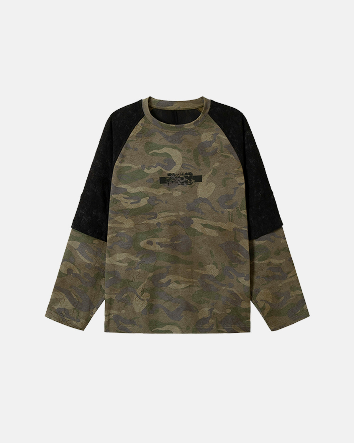 camo long sleeve t shirt lace panel oversized
