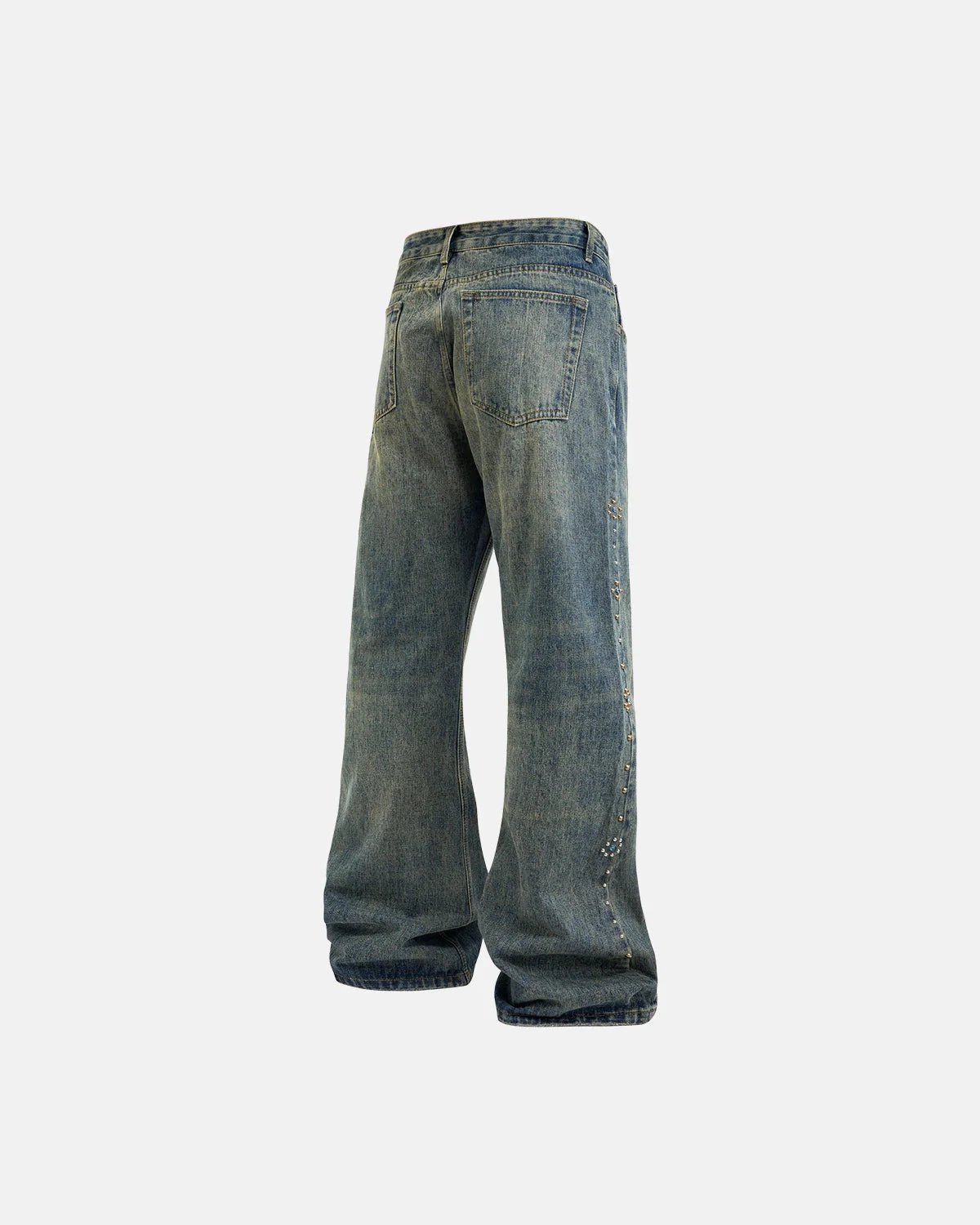 Acid Wash Beaded Studded Flared Baggy Jeans | LCDEGO Streetwear