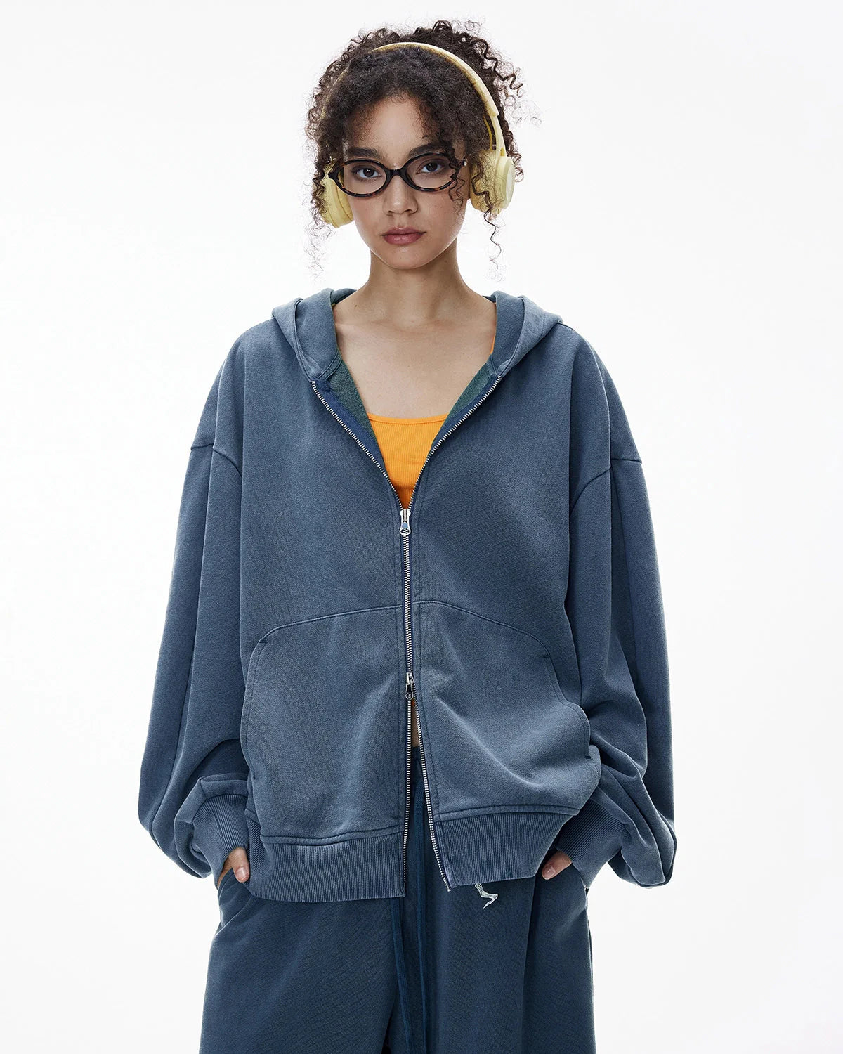Acid Wash French Terry Zip Up Hoodies | LCDEGO Streetwear