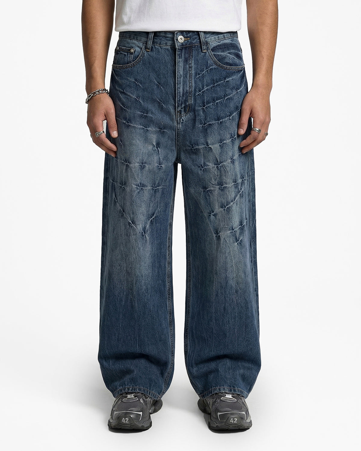 Barbed Distressed Baggy Jeans | LCDEGO Streetwear
