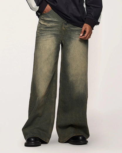 LCDEGO Streetwear Washed Loose-fit Denim Pants