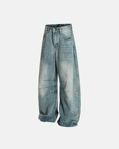 Deconstructed Bamboo Weave Baggy Jeans | LCDEGO Streetwear