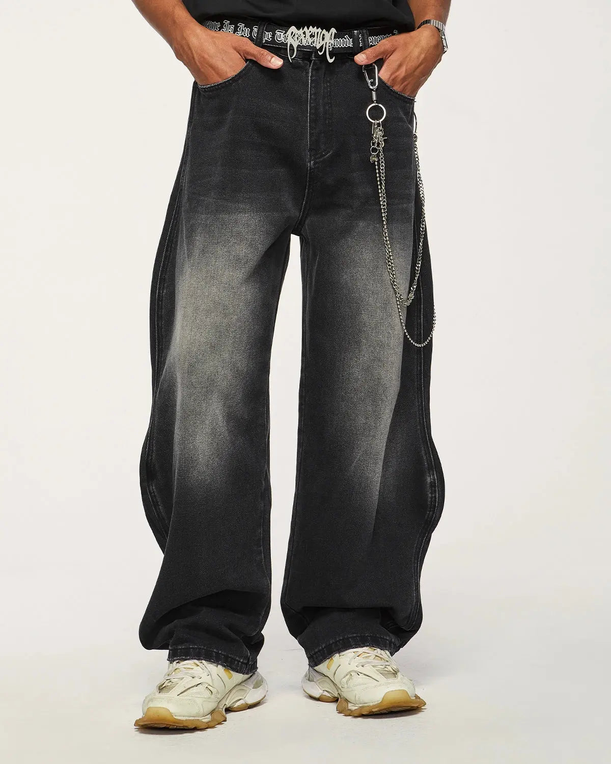 LCDEGO Wave Washed Baggy Jeans