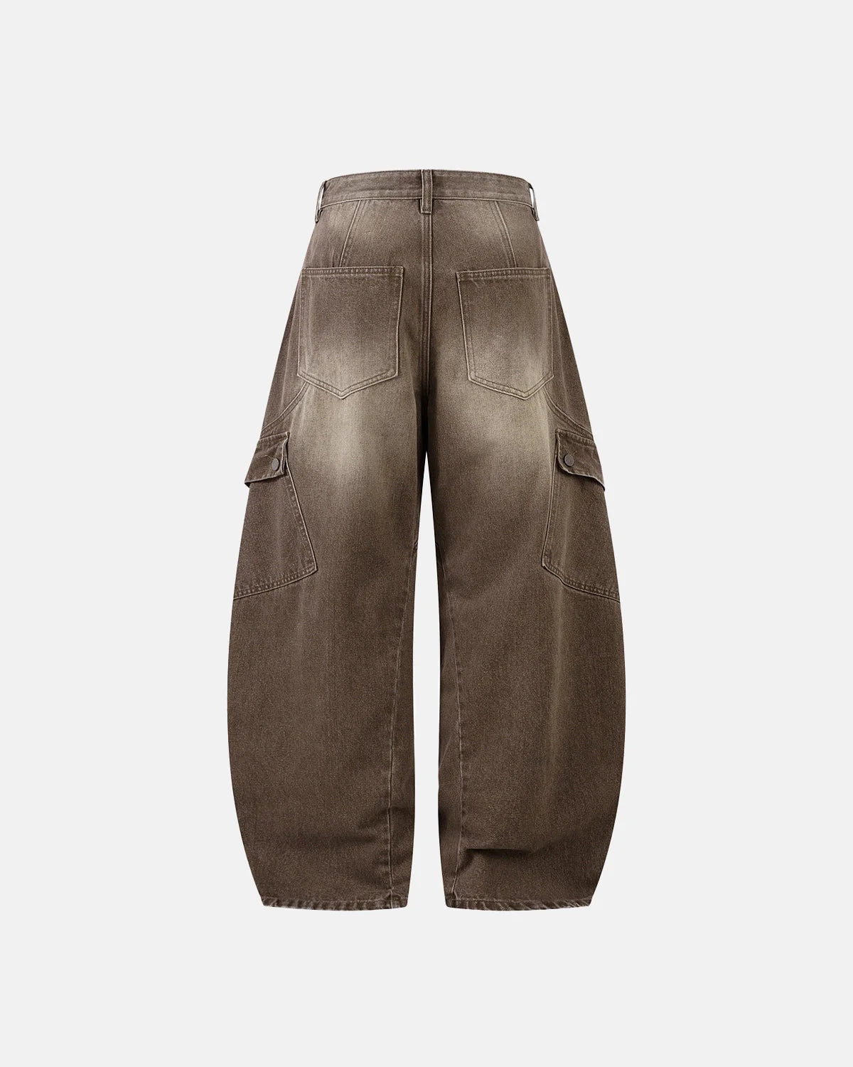 Brown Acid Wash Barrel Jeans | LCDEGO Streetwear