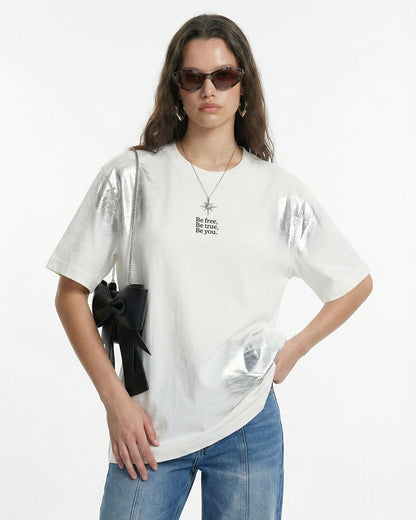 Iridescent Shimmer Oversized T-Shirt | LCDEGO Streetwear