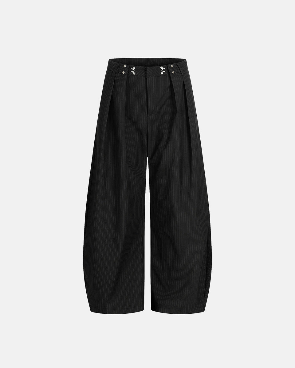 Black Striped Barrel Suit Pant | LCDEGO Streetwear