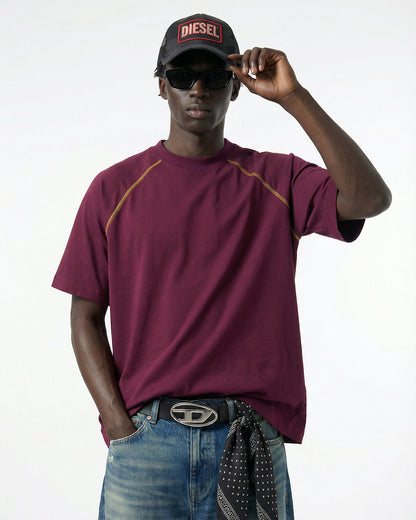 Contrast Color Stiching Stretch T-shirt | LCDEGO Streetwear