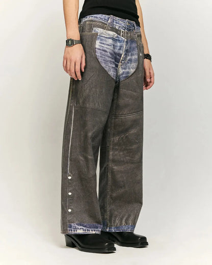 Colorblock Digital Printing Cotton Jeans | LCDEGO Streetwear