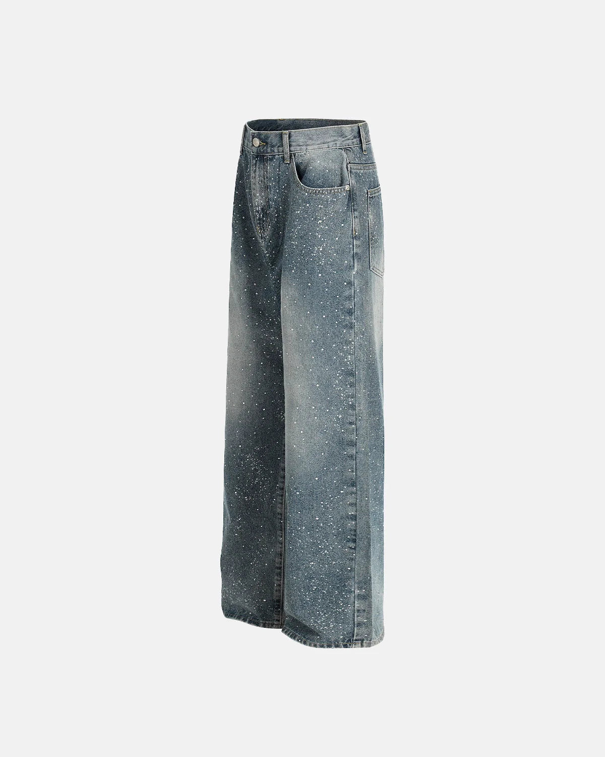 Rhinestone Straight Leg Denim Jeans | LCDEGO Streetwear