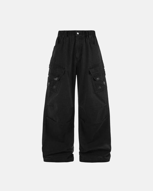 Garment Wash Ripped Cargo Pants | LCDEGO Streetwear