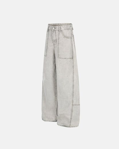 Vintage Washed Baggy Utility Jeans | LCDEGO Streetwear