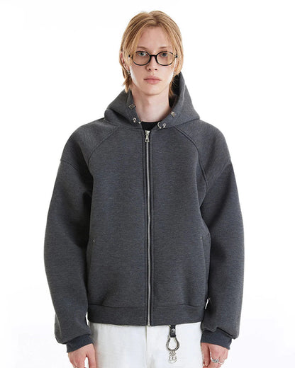 LCDEGO Grey Boxy Zip Up Hoodies