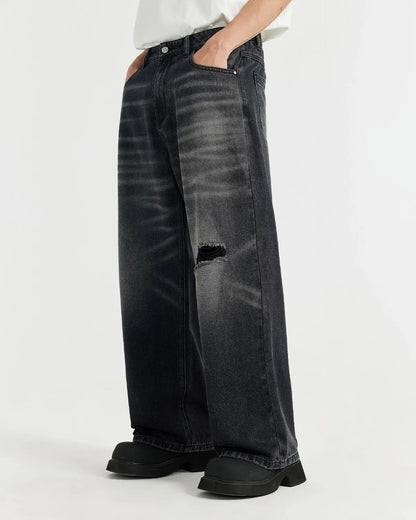 Ripped Wide Leg Jeans | LCDEGO Streetwear