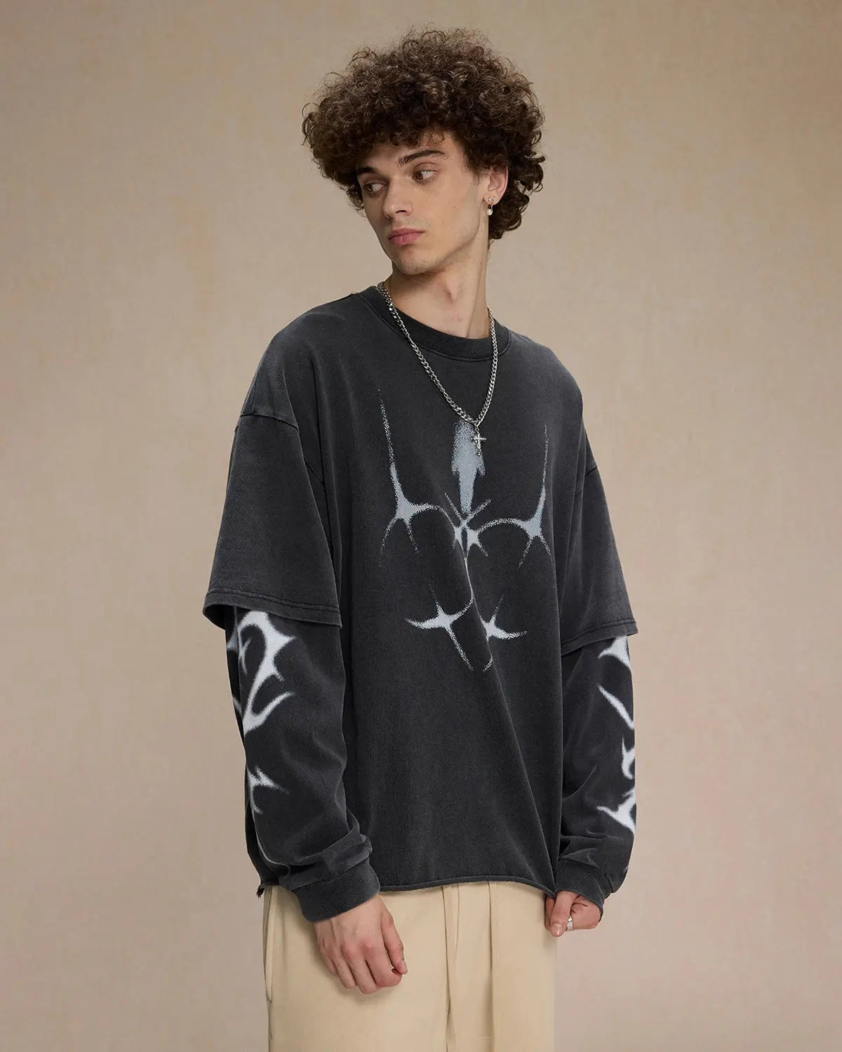LCDEGO Washed Double Layered Tees