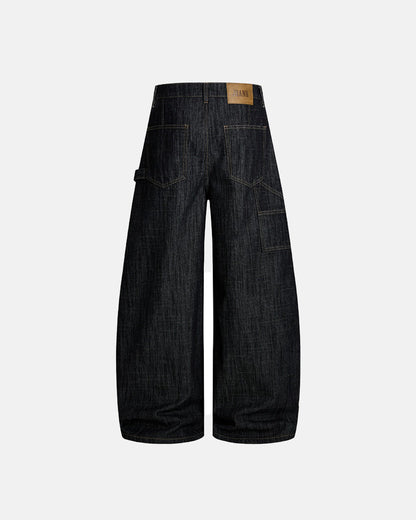 Dark Indigo Baggy Barrel Jeans | LCDEGO Streetwear