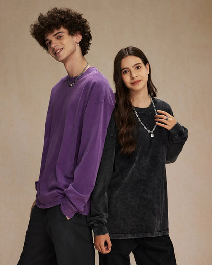Acid Wash Batik Long Sleeve T-shirts | LCDEGO Streetwear