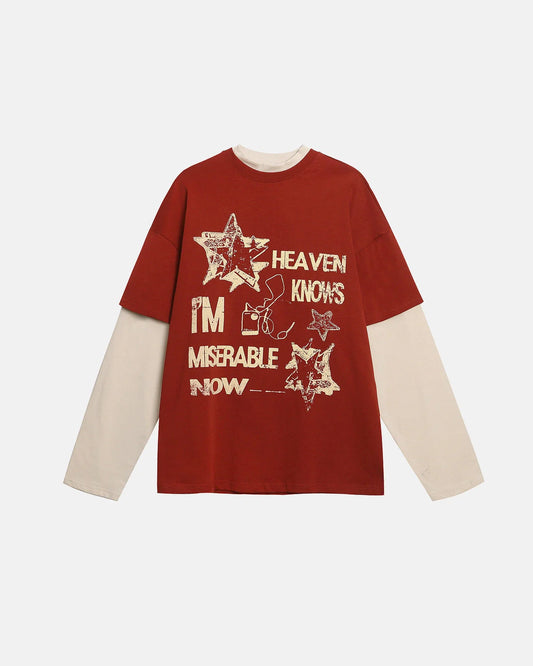 Vintage Layered Graphic Long Sleeve T-shirt | LCDEGO Streetwear