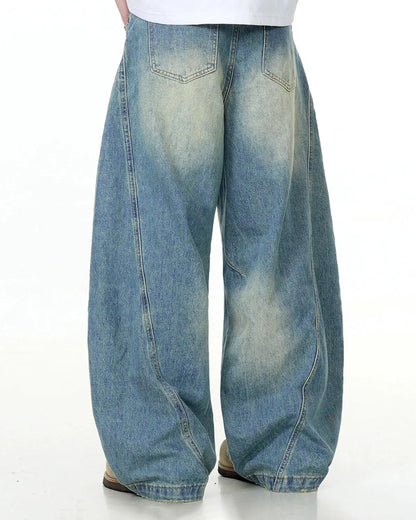 Acid Wash Baggy Barrel Jeans | LCDEGO Streetwear