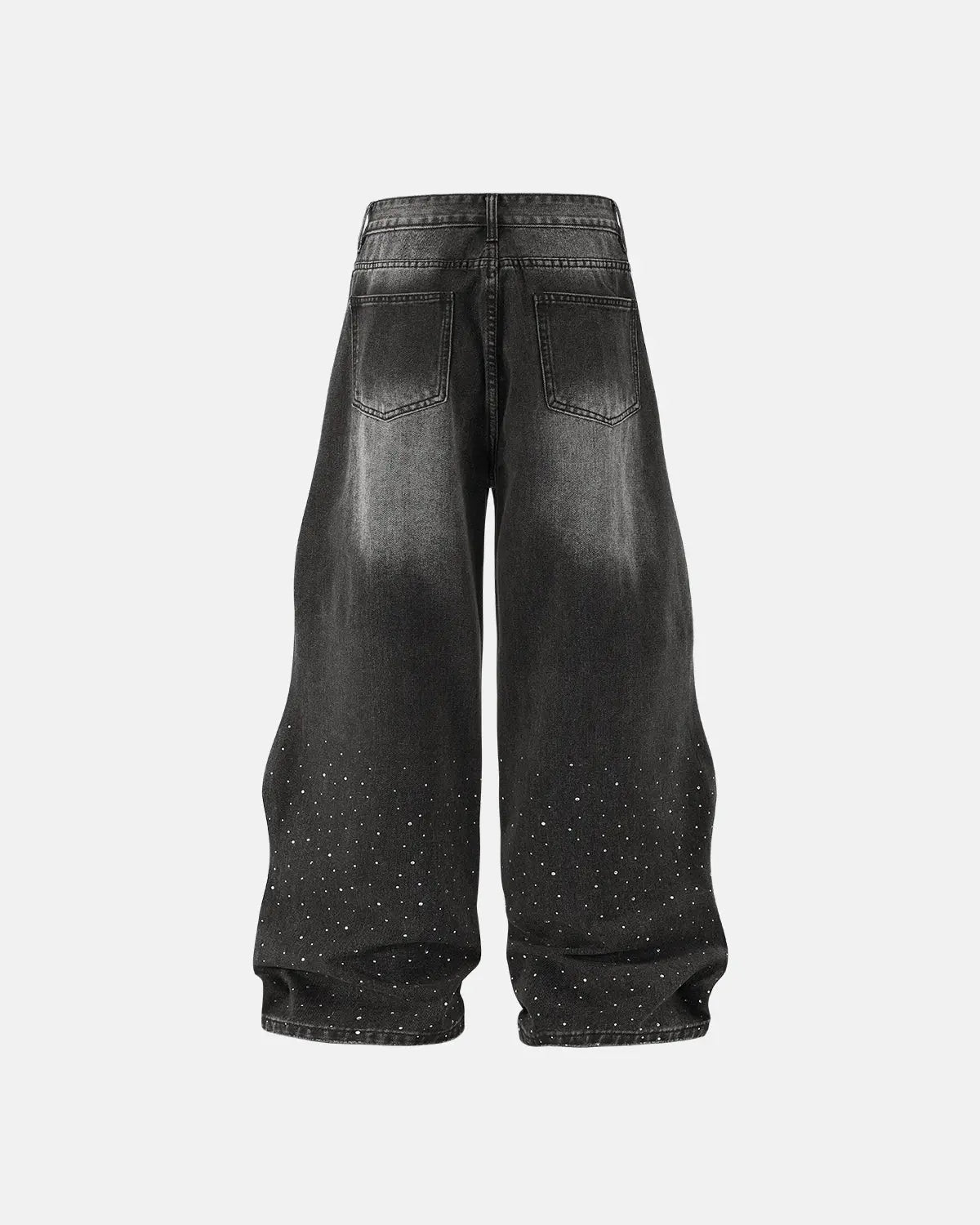 Rhinestone Wavy Baggy Jeans I LCDEGO Streetwear