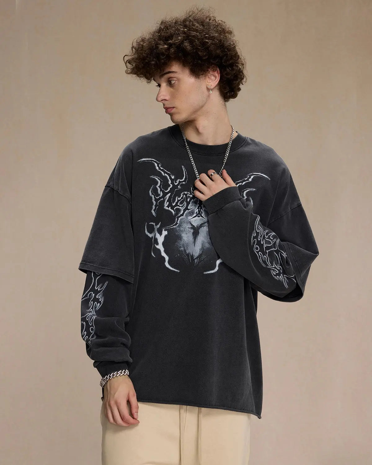Retro Raw Edge Graphic Tees | LCDEGO Streetwear