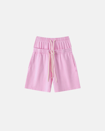 Double Waist Acid Wash Sweat Shorts | LCDEGO Streetwear