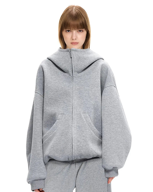 Heavyweight Boxy Zip Up Hoodies | LCDEGO Streetwear