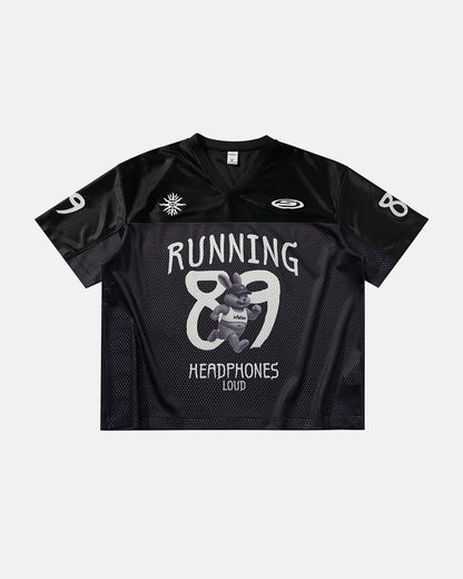 V-Neck Mesh Patchwork Jersey Tee | LCDEGO Streetwear