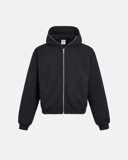 Black Boxy Full Zip Up Hoodies | LCDEGO Streetwear