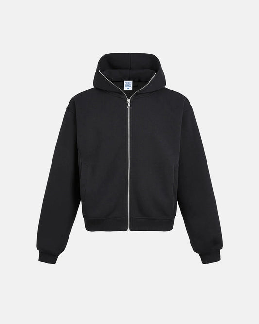 Black Boxy Full Zip Up Hoodies | LCDEGO Streetwear