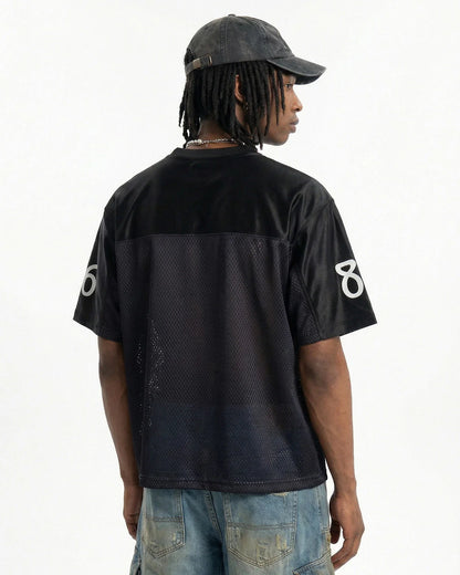 V-Neck Mesh Patchwork Jersey Tee | LCDEGO Streetwear