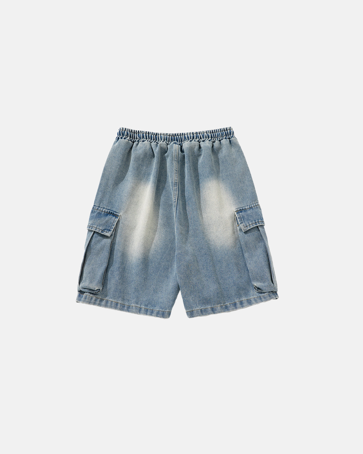 Washed Denim Cargo Shorts with Drawstring | LCDEGO Streetwear