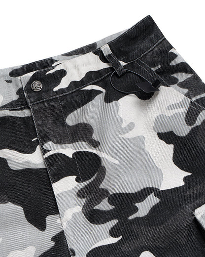 Glitter Camo Cargo Longline Shorts | LCDEGO Streetwear