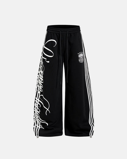 Script Stripe Baggy Sweatpants| LCDEGO Streetwear
