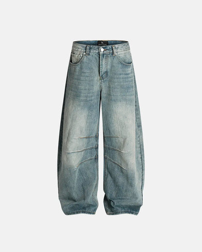 Deconstructed Bamboo Weave Baggy Jeans | LCDEGO Streetwear