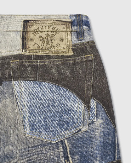 Colorblock Digital Printing Cotton Jeans | LCDEGO Streetwear