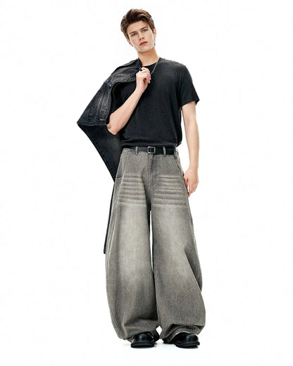 LCDEGO Washed Barrel Baggy Jeans