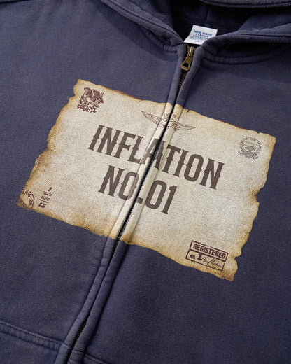 Graphic Distressed Washed Zip Up Hoodies | Infaltion Streetwear